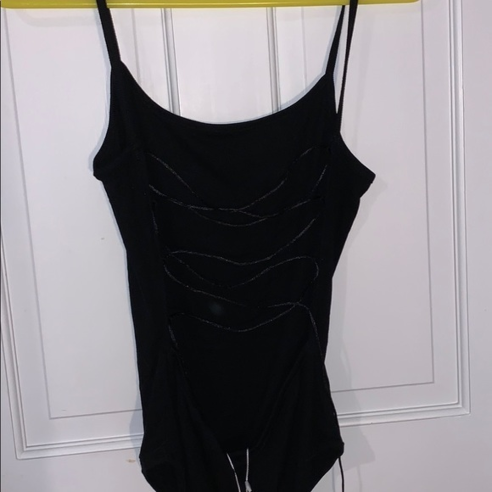 strappy cris‎ cros sexy black bodysuit